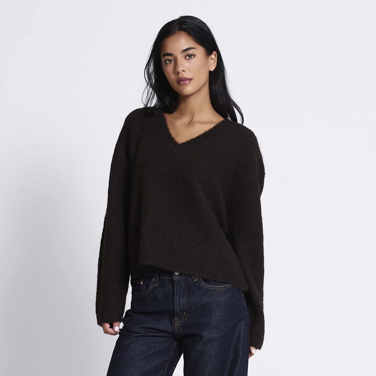 V-neck knit sweater "Eina" Brown